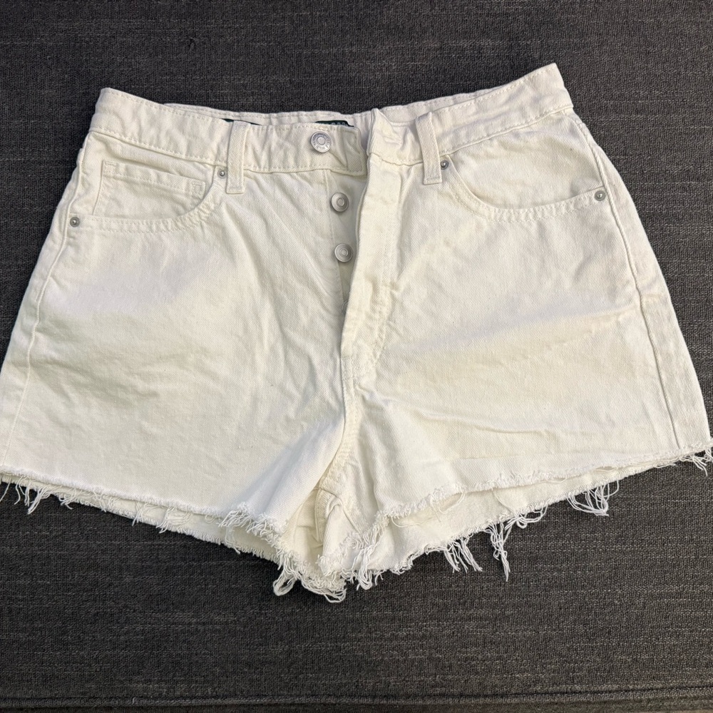 Wild Fable Cream Jean Shorts with Frayed Hem